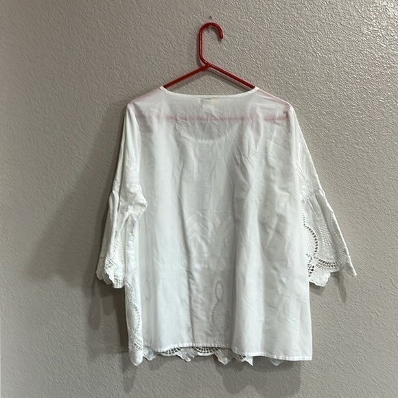 Alessa W. Collection White 100% Cotton Embroidered Boho Blouse Size 14 India - Picture 8 of 8